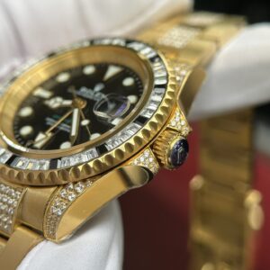 Đồng Hồ Rolex GMT-Master II Fake 11 Đính Full Đá Mặt Đen 40mm (6)