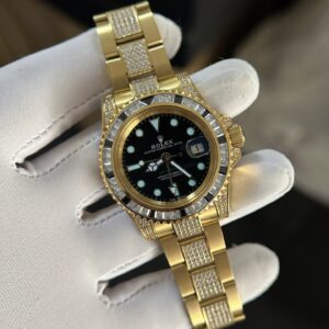Đồng Hồ Rolex GMT-Master II Fake 11 Đính Full Đá Mặt Đen 40mm (6)