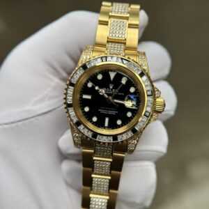 Đồng Hồ Rolex GMT-Master II Fake 11 Đính Full Đá Mặt Đen 40mm (6)