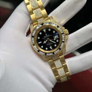 Đồng Hồ Rolex GMT-Master II Fake 11 Đính Full Đá Mặt Đen 40mm (6)