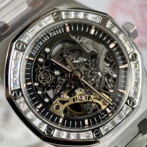 Đồng Hồ Audemars Piguet Royal Oak 15412BC Skeleton Độ Moissanite (9)