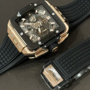 Đồng Hồ Hublot Big Big Square Replica 11 Màu Vàng Hồng Viền Đen 42mm (9)