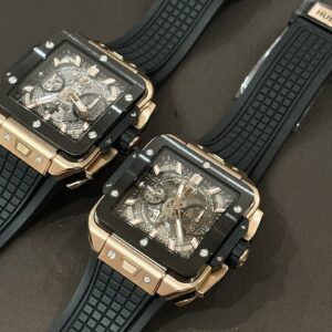 Đồng Hồ Hublot Big Big Square Replica 11 Màu Vàng Hồng Viền Đen 42mm (9)