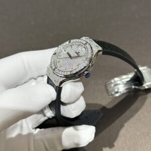 Đồng Hồ Hublot Nữ Màu Đen Đính Full Kim Cương Moissanite 33mm (4)