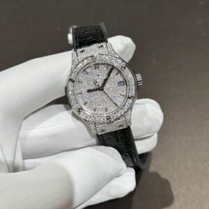 Đồng Hồ Hublot Nữ Màu Đen Đính Full Kim Cương Moissanite 33mm (4)