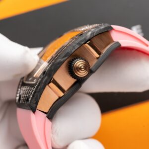 Đồng Hồ Richard Mille RM07-01 Carbon Đính Đá Màu Hồng 36mm (9)