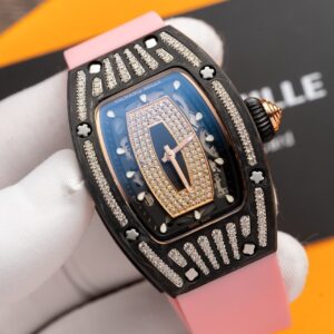 Đồng Hồ Richard Mille RM07-01 Carbon Đính Đá Màu Hồng 36mm (9)