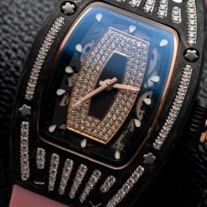Đồng Hồ Richard Mille RM07-01 Carbon Đính Đá Màu Hồng 36mm (9)