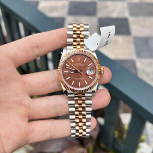 Đồng Hồ Rolex DateJust Bọc Vàng Mặt Chocolate Cọc Dạ Quang GMF 36mm (1)