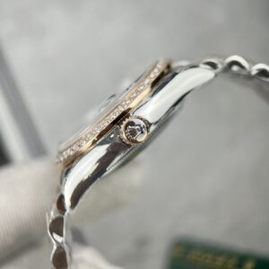 Đồng Hồ Rolex DateJust Nữ Mặt Hoa Lá Đính Đá Replica 31mm (2)