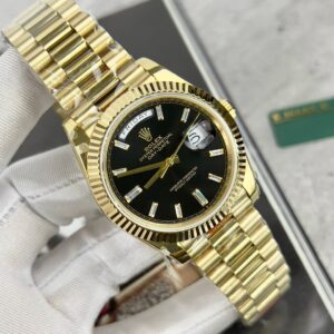Đồng Hồ Rolex Day-Date 228238 Replica 11 Mặt Đen Cọc Đính Đá GM Factory 40mm (1)
