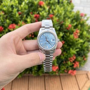 Đồng Hồ Rolex Day-Date Ice Blue Đính Đá Baguette EW 40mm (1)
