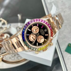 Đồng Hồ Rolex Daytona Rainbow 116595RBOW Bọc Vàng Độ Kim Cương Moissanite 40mm (2)