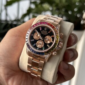 Đồng Hồ Rolex Daytona Rainbow Bọc Vàng Độ Kim Cương Moissanite TW 40mm (6)