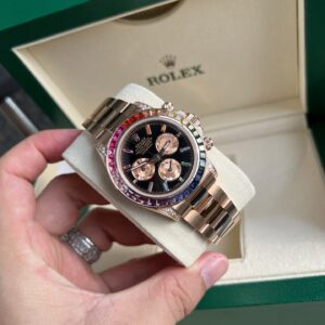 Đồng Hồ Rolex Daytona Rainbow Bọc Vàng Độ Kim Cương Moissanite TW 40mm (6)