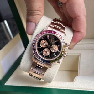 Đồng Hồ Rolex Daytona Rainbow Bọc Vàng Độ Kim Cương Moissanite TW 40mm (6)