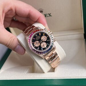 Đồng Hồ Rolex Daytona Rainbow Bọc Vàng Độ Kim Cương Moissanite TW 40mm (6)