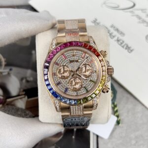 Đồng Hồ Rolex Daytona Rainbow Nam Đính Full Đá Replica 11 40mm (1)