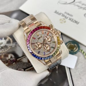 Đồng Hồ Rolex Daytona Rainbow Nam Đính Full Đá Replica 11 40mm (1)