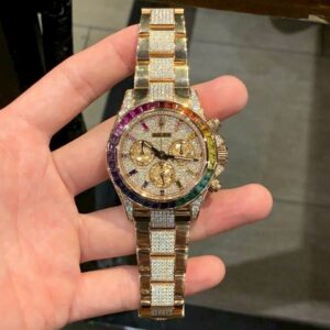 Đồng Hồ Rolex Daytona Rainbow Replcia 11 Đính Full Đá 40mm (6)