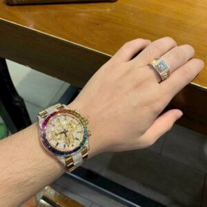 Đồng Hồ Rolex Daytona Rainbow Replcia 11 Đính Full Đá 40mm (6)