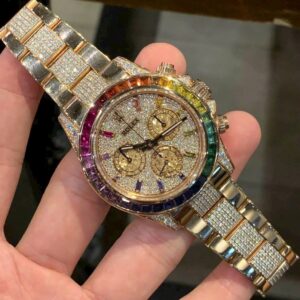 Đồng Hồ Rolex Daytona Rainbow Replcia 11 Đính Full Đá 40mm (6)