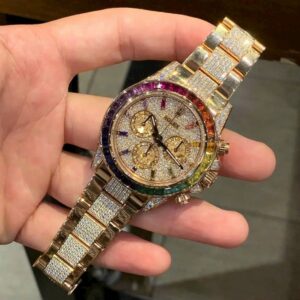 Đồng Hồ Rolex Daytona Rainbow Replcia 11 Đính Full Đá 40mm (6)