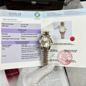 Đồng Hồ Rolex DateJust Nữ Bọc Vàng 18K Mặt Số Trắng Nhà Máy GM 31mm (1)