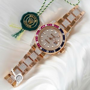 Đồng Hồ Rolex GMT-Master II 126755 SARU-DIAO Bọc Vàng Độ Moissanite Sapphire 40mm (2)