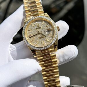 Đồng Hồ Kim Cương Rolex Day-Date Độ Moissanite Baguette GM V2 40mm (1)