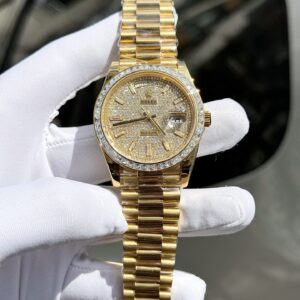 Đồng Hồ Kim Cương Rolex Day-Date Độ Moissanite Baguette GM V2 40mm (1)