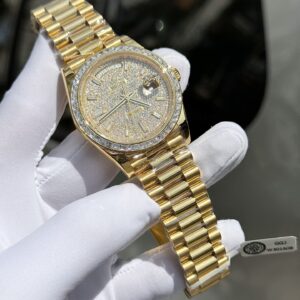 Đồng Hồ Kim Cương Rolex Day-Date Độ Moissanite Baguette GM V2 40mm (1)