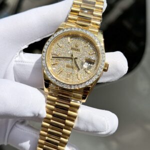 Đồng Hồ Kim Cương Rolex Day-Date Độ Moissanite Baguette GM V2 40mm (1)