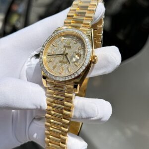 Đồng Hồ Kim Cương Rolex Day-Date Độ Moissanite Baguette GM V2 40mm (1)