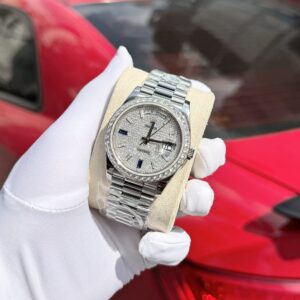 Đồng Hồ Kim Cương Rolex Day-Date Độ Moissanite Replica 11 GM V2 40mm (4)