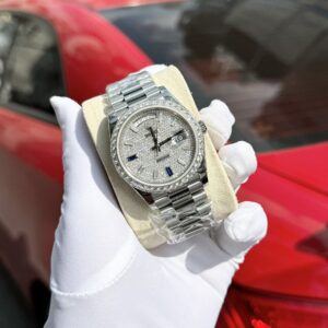 Đồng Hồ Kim Cương Rolex Day-Date Độ Moissanite Replica 11 GM V2 40mm (1)