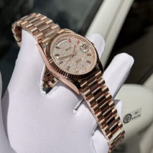 Đồng Hồ Rolex Day-Date Bọc Vàng Đính Moissanite Full Mặt GM V2 40mm (2)