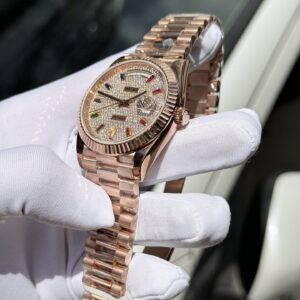 Đồng Hồ Rolex Day-Date Bọc Vàng Đính Moissanite Full Mặt GM V2 40mm (2)
