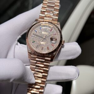 Đồng Hồ Rolex Day-Date Bọc Vàng Đính Moissanite Full Mặt GM V2 40mm (2)