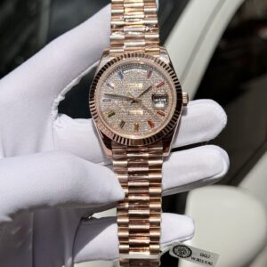Đồng Hồ Rolex Day-Date Bọc Vàng Đính Moissanite Full Mặt GM V2 40mm (2)