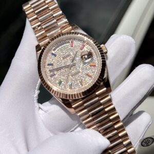 Đồng Hồ Rolex Day-Date Bọc Vàng Đính Moissanite Full Mặt GM V2 40mm (2)