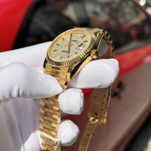 Đồng Hồ Rolex Day-Date Bọc Vàng Thật Đính Moissanite Bản Nặng 40mm (4)
