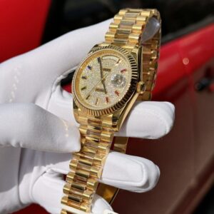 Đồng Hồ Rolex Day-Date Bọc Vàng Thật Đính Moissanite Bản Nặng 40mm (4)