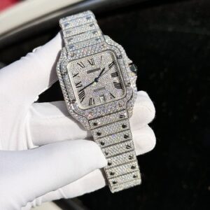 Đồng Hồ Cartier Santos Đính Full Kim Cương Moissanite Hong Kong 39 (1)