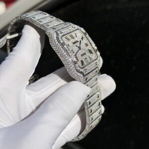 Đồng Hồ Cartier Santos Đính Full Kim Cương Moissanite Hong Kong 39 (1)