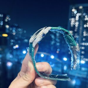 Đồng Hồ Cartier Santos Đính Moissanite Màu Xanh Lá Cây Rep 1:1 39.8mm