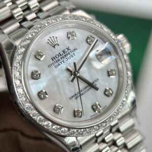 Đồng Hồ Nữ Rolex DateJust Rep 11 Đính Đá Mặt Xà Cừ (1)