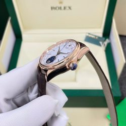 Đồng Hồ Rolex Cellini Moonphase 50535 Replica 11 Dây Da Nâu Máy Thuỵ Sỹ 39mm (7)