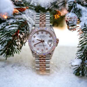 Đồng Hồ Rolex DateJust Độ Kim Cương Moissanite Mặt Trắng Demi 31mm (5)