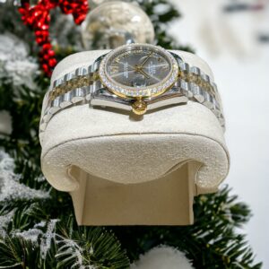 Đồng Hồ Rolex DateJust Độ Kim Cương Moissanite Replica 11 Mặt Xám 31mm (5)